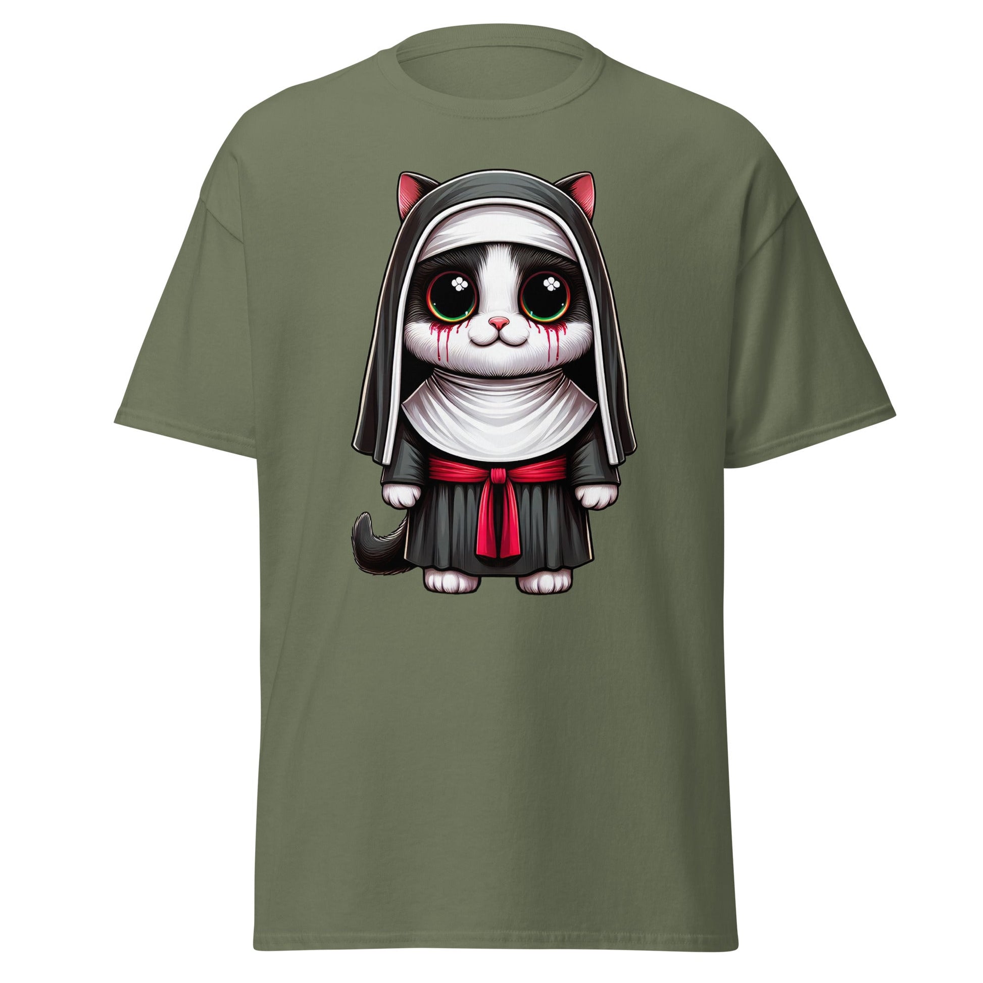 Cat Nun | Cat T-Shirt - Military Green - T-Shirts Online