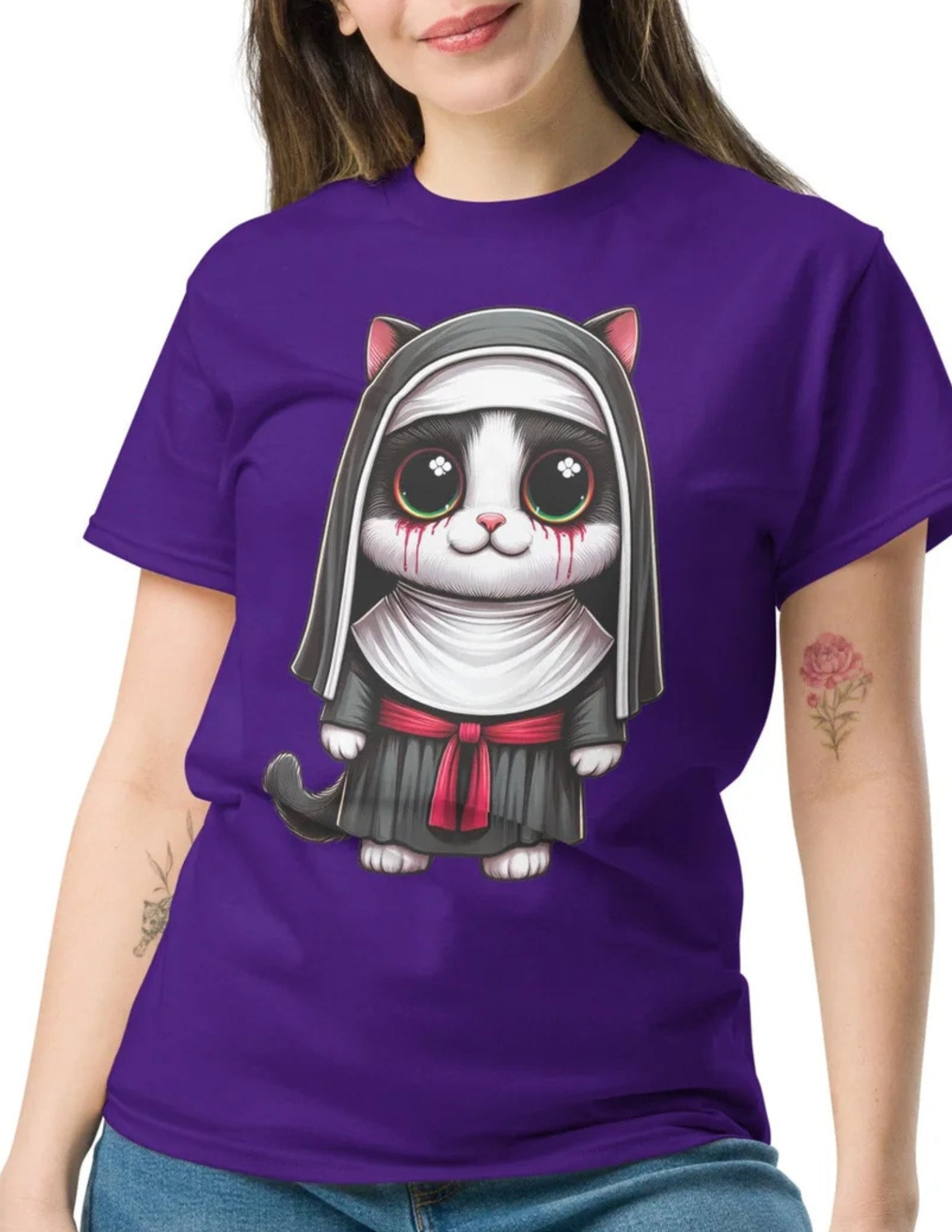 Cat Nun | Cat T-Shirt - Black - T-Shirts Online