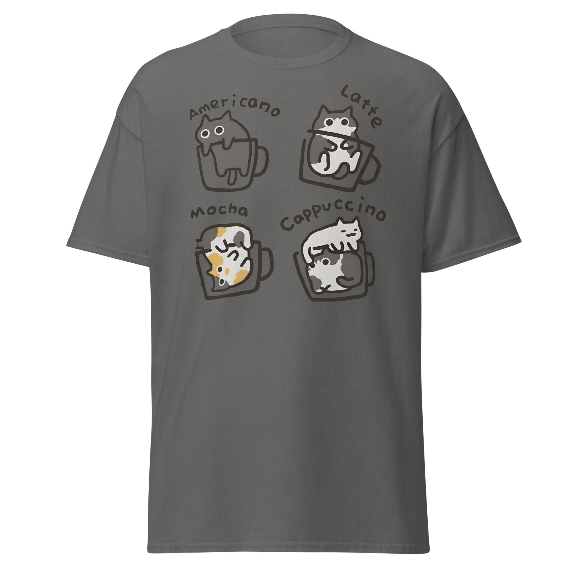 Cat - puccino Coffee Cats Cute T-Shirt Gift - Charcoal - T-Shirts Online