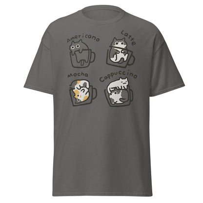 Cat - puccino Coffee Cats Cute T-Shirt Gift - Charcoal - T-Shirts Online