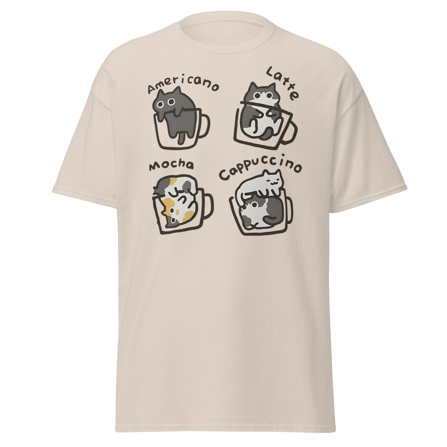 Cat - puccino Coffee Cats Cute T-Shirt Gift - Natural - T-Shirts Online