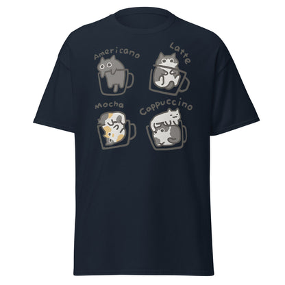 Cat - puccino Coffee Cats Cute T-Shirt Gift - Navy - T-Shirts Online