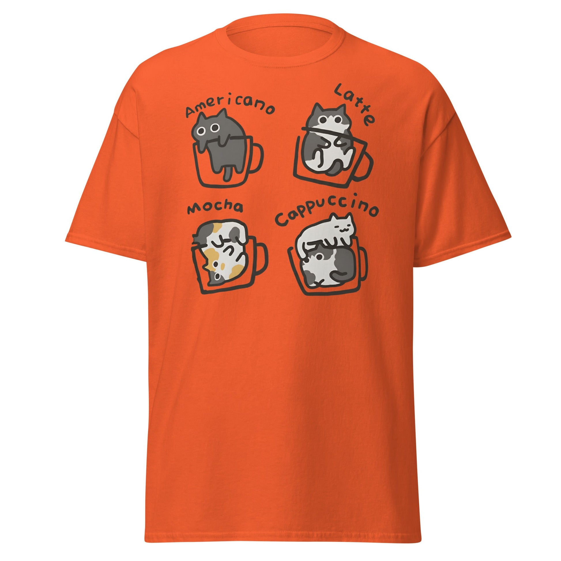 Cat - puccino Coffee Cats Cute T-Shirt Gift - Orange - T-Shirts Online