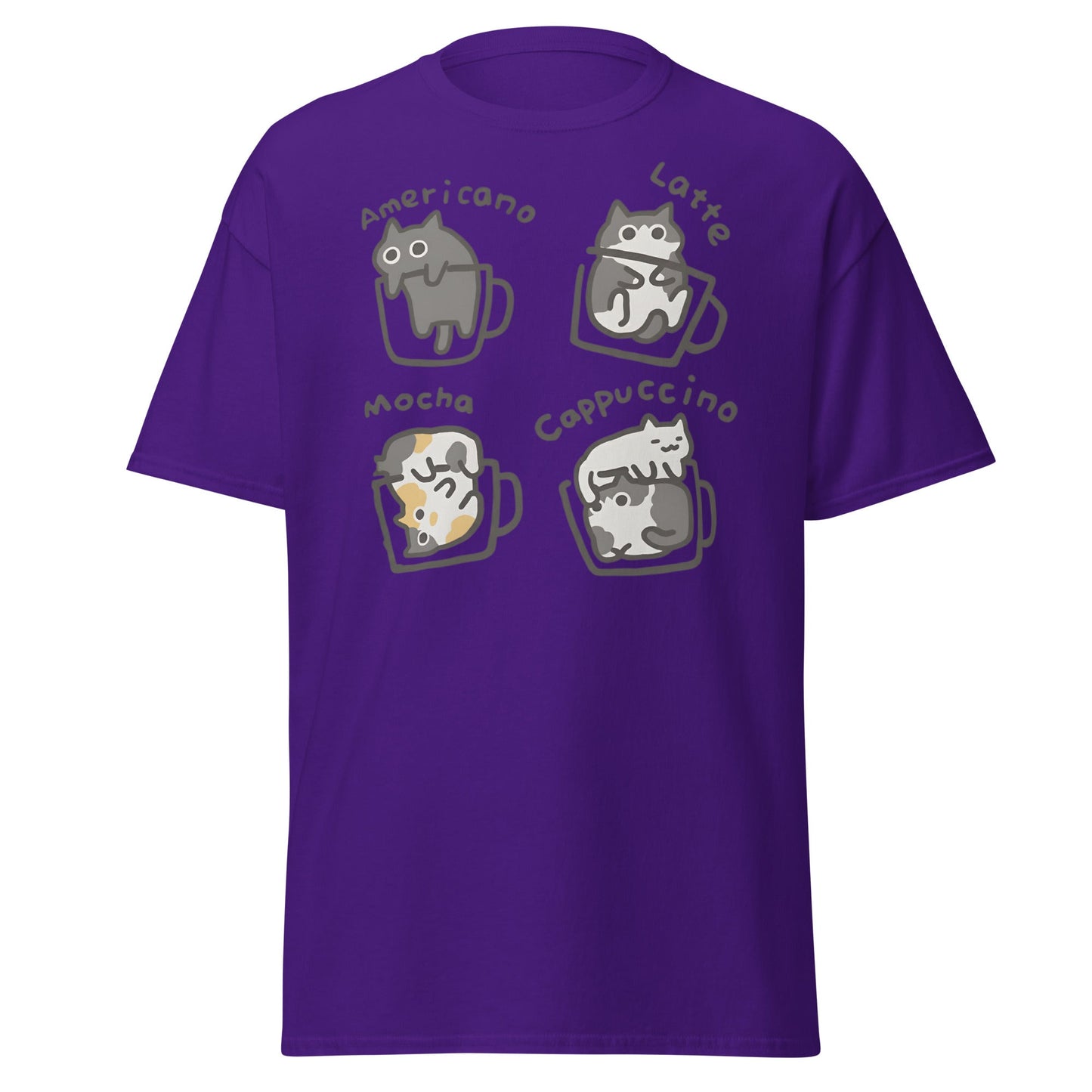 Cat - puccino Coffee Cats Cute T-Shirt Gift - Purple - T-Shirts Online