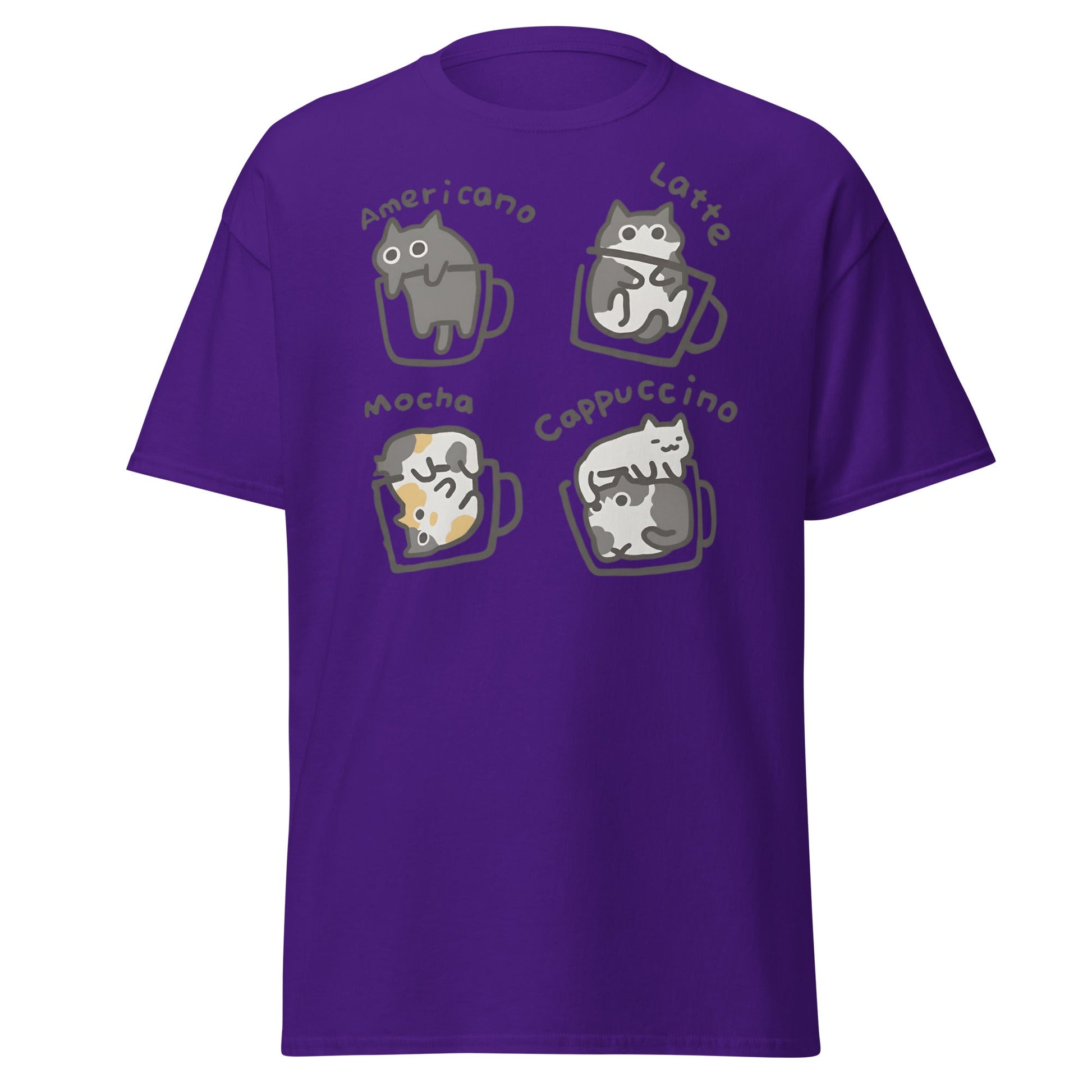Cat - puccino Coffee Cats Cute T-Shirt Gift - Purple - T-Shirts Online