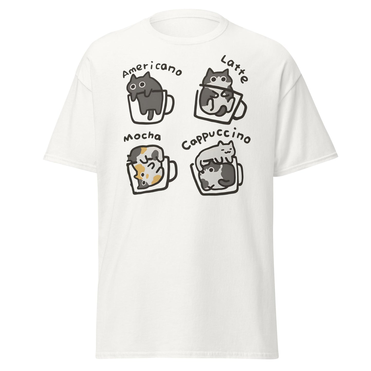 Cat - puccino Coffee Cats Cute T-Shirt Gift - White - T-Shirts Online