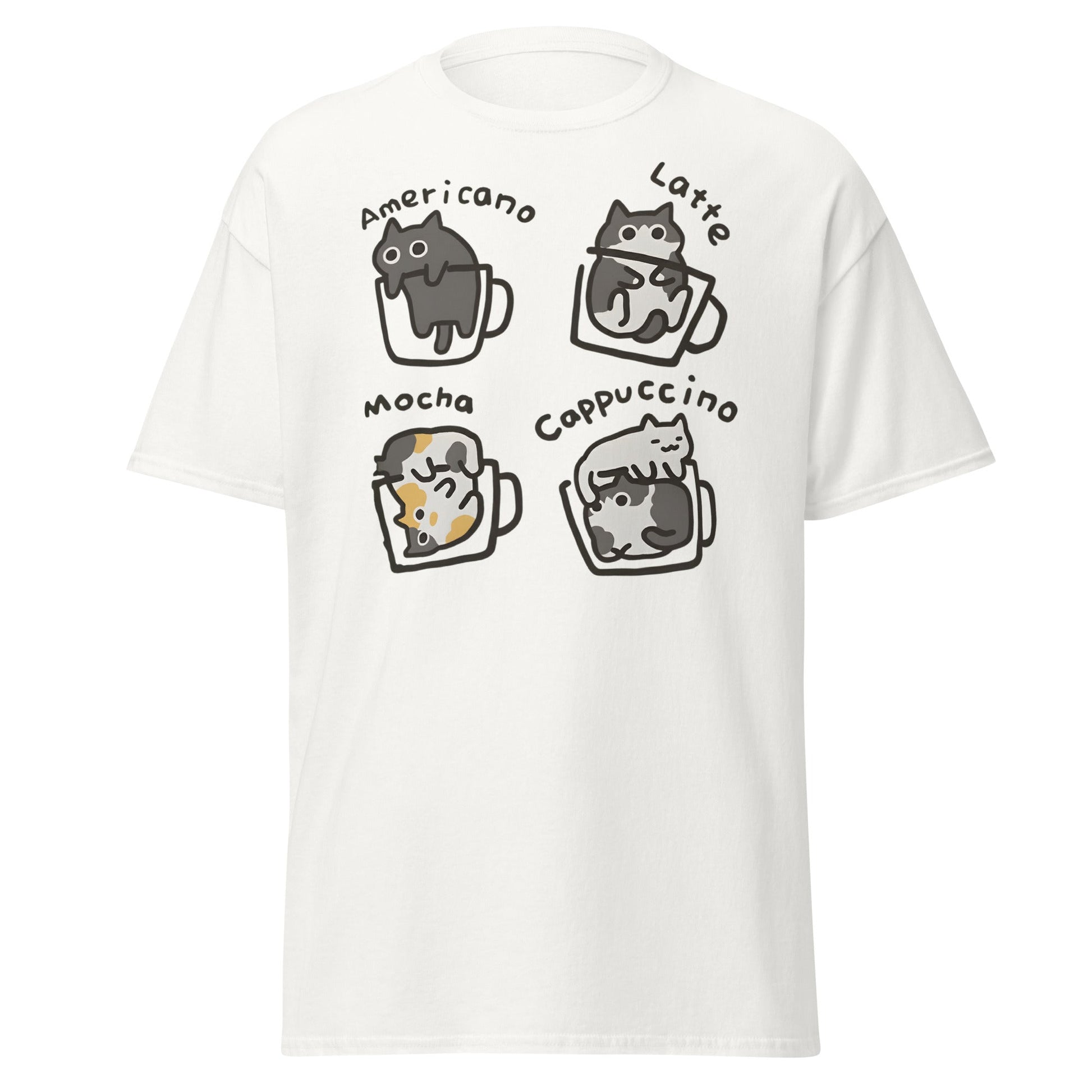 Cat - puccino Coffee Cats Cute T-Shirt Gift - White - T-Shirts Online