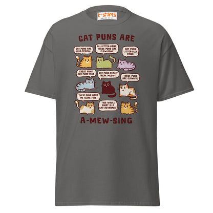 Cat Puns T-Shirt - Charcoal - T-Shirts Online