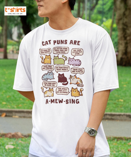 Cat Puns T-Shirt | Funny A - Mew - Sing Cartoon Cats Tee - Black - T-Shirts Online