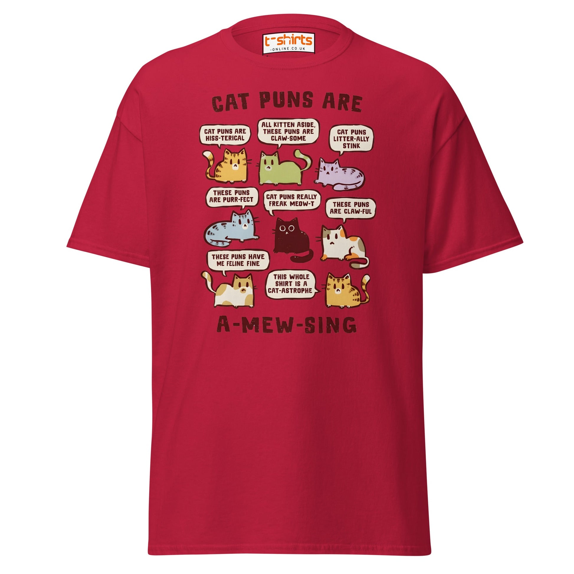 Cat Puns T-Shirt | Funny A - Mew - Sing Cartoon Cats Tee - Cardinal - T-Shirts Online