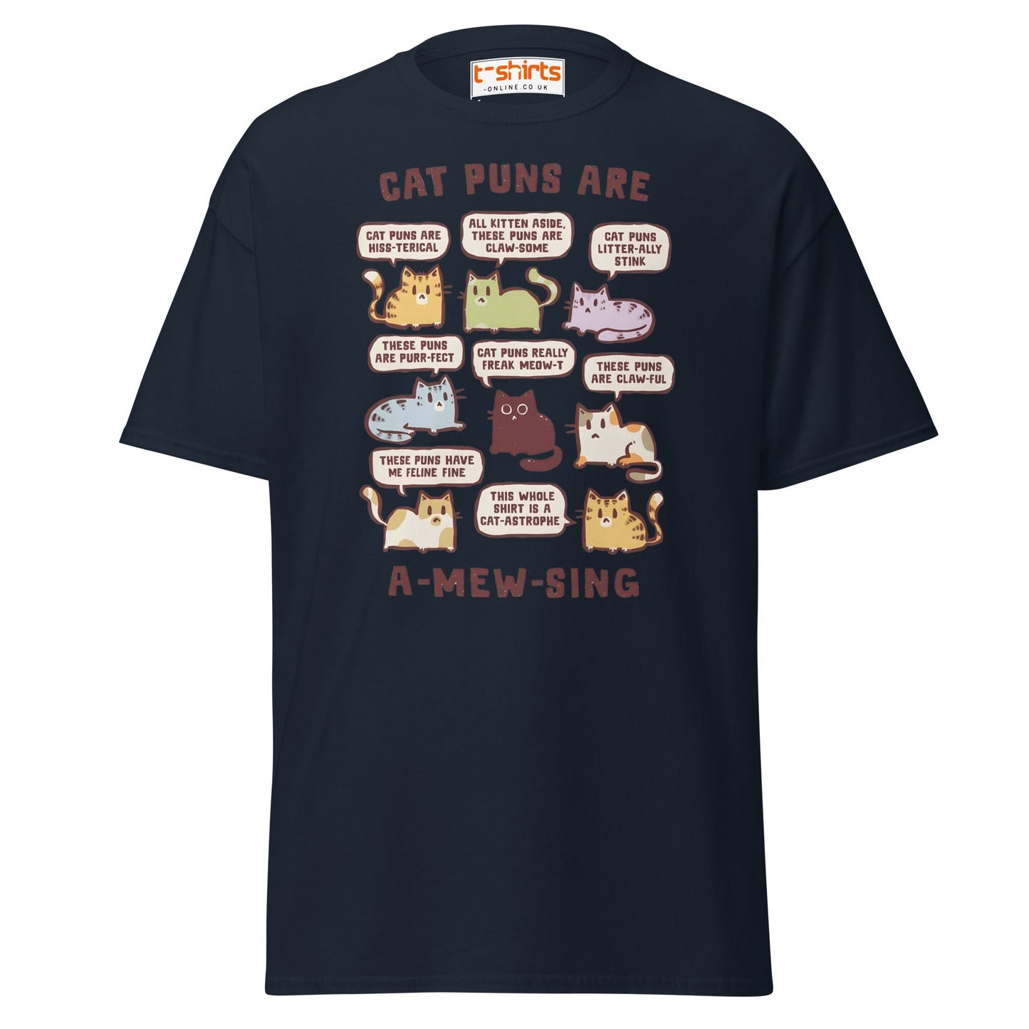 Cat Puns T-Shirt - Navy - T-Shirts Online