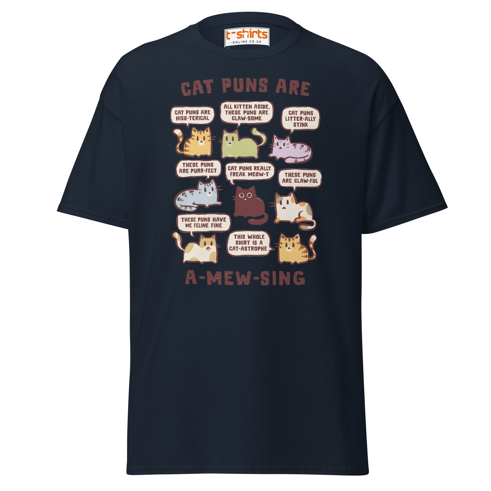 Cat Puns T-Shirt - Navy - T-Shirts Online