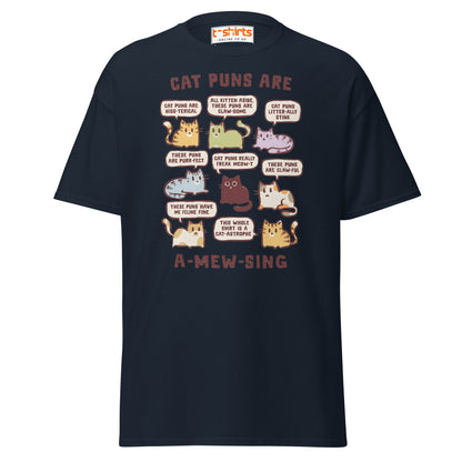 Cat Puns T-Shirt - Navy - T-Shirts Online