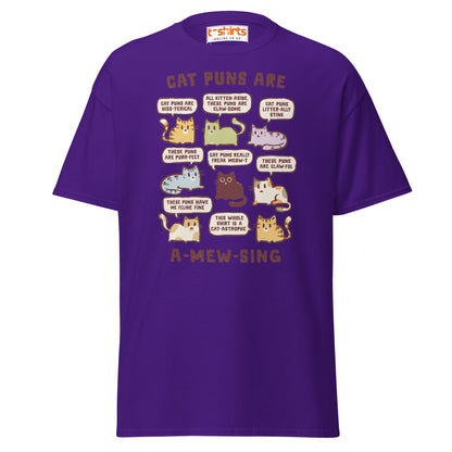 Cat Puns T-Shirt - Purple - T-Shirts Online
