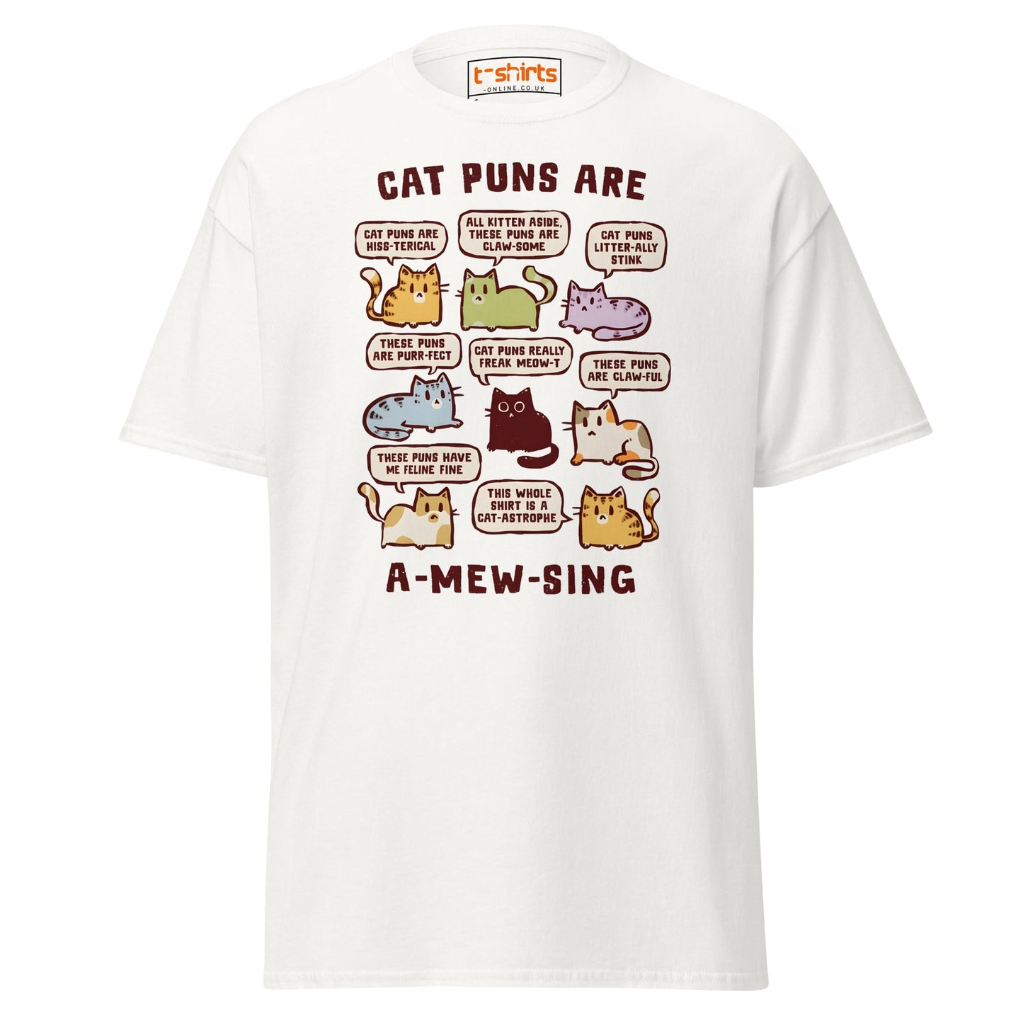 Cat Puns T-Shirt - White - T-Shirts Online