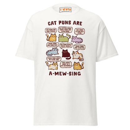 Cat Puns T-Shirt - White - T-Shirts Online