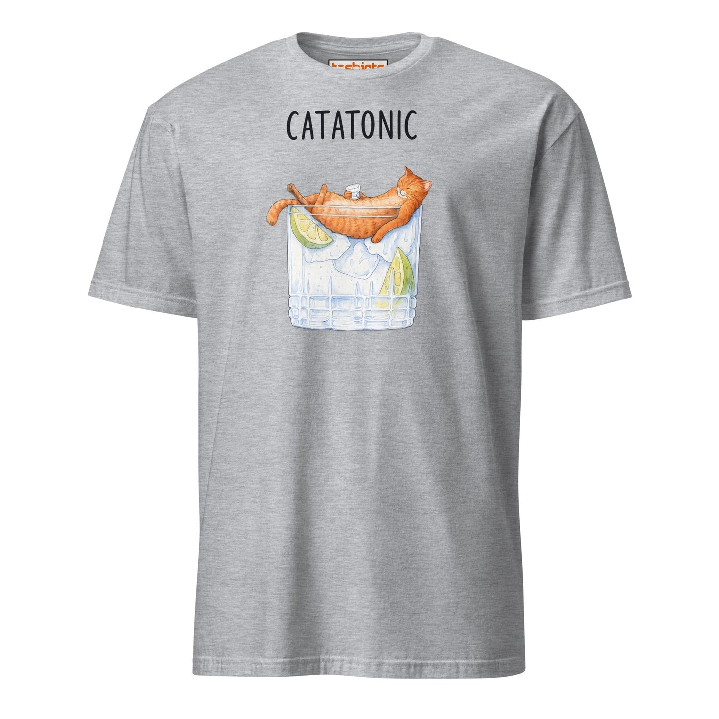 Catatonic T-Shirt – Funny Cocktail Cat Tee - Sport Grey - T-Shirts Online