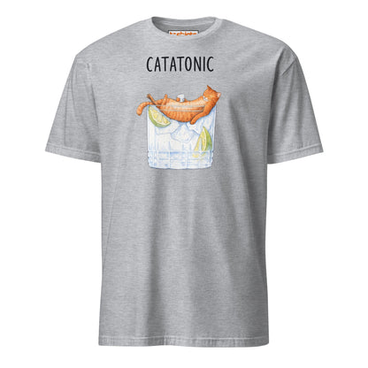Catatonic T-Shirt – Funny Cocktail Cat Tee - Sport Grey - T-Shirts Online
