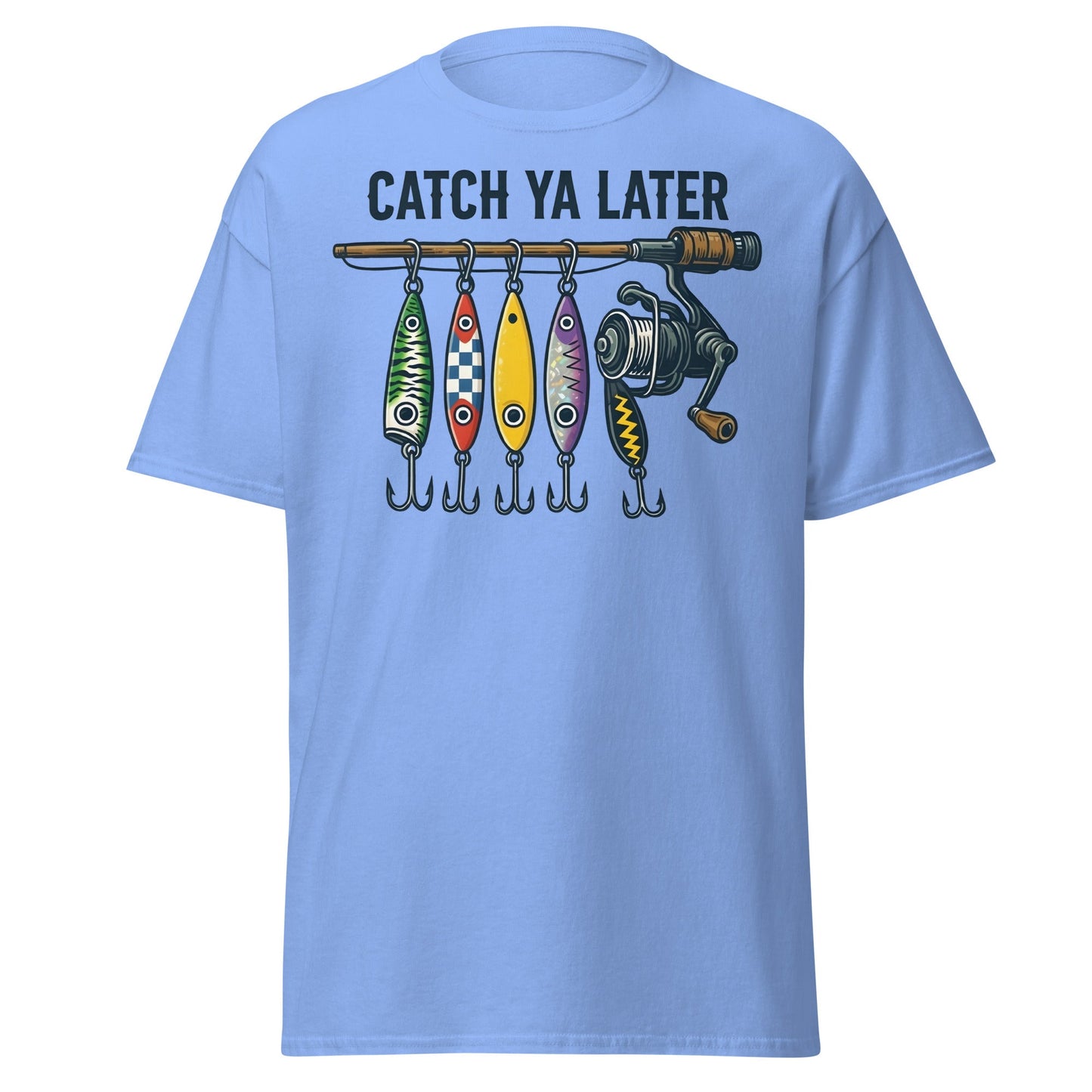 Catch Ya Later Fishing T-Shirt - Vintage Angler Tee - Carolina Blue - T-Shirts Online