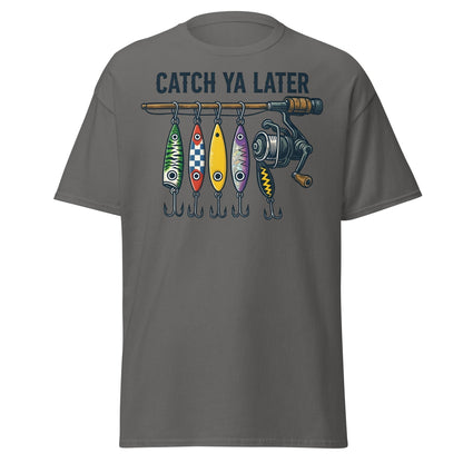 Catch Ya Later Fishing T-Shirt - Vintage Angler Tee - Charcoal - T-Shirts Online