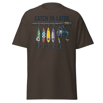 Catch Ya Later Fishing T-Shirt - Vintage Angler Tee - Dark Chocolate - T-Shirts Online