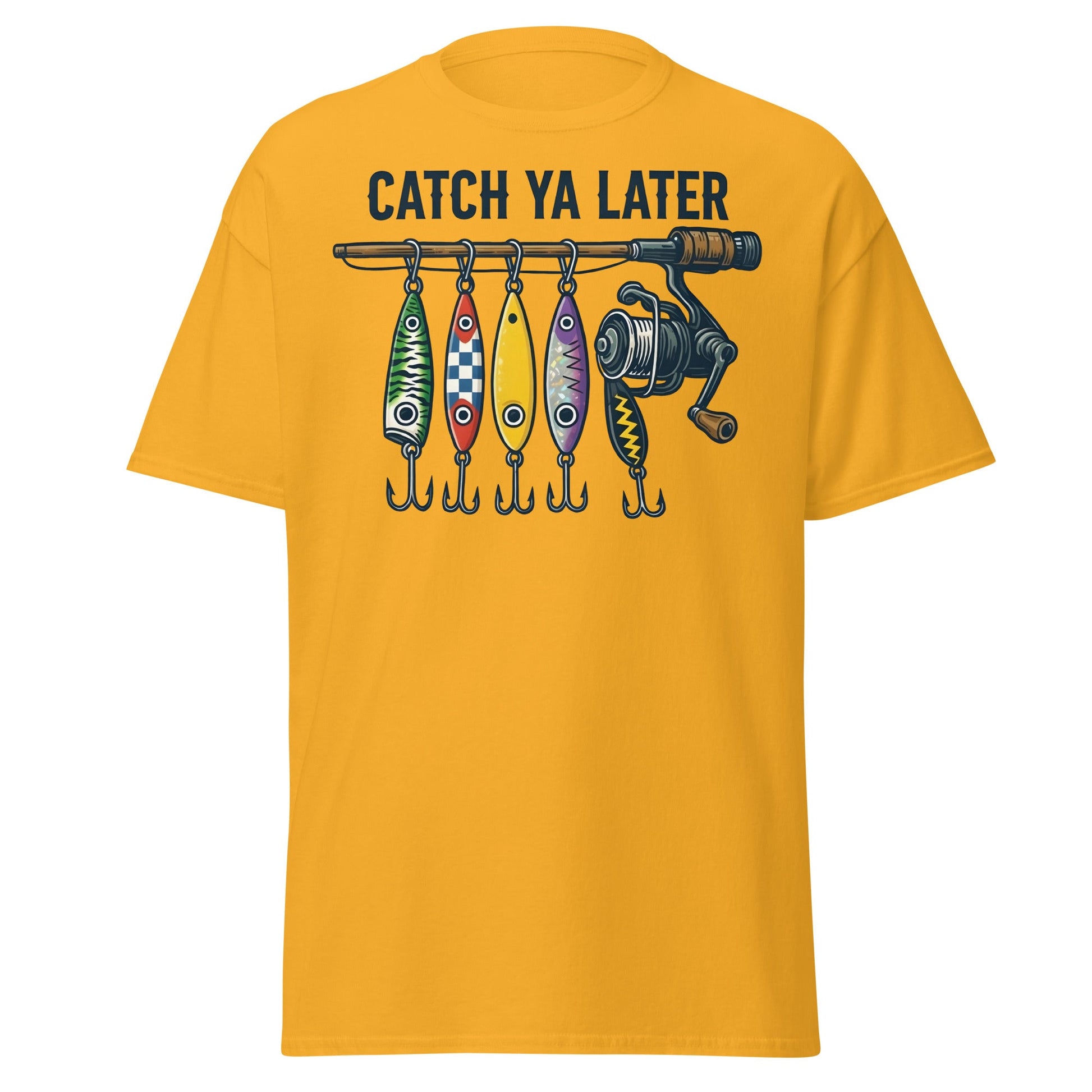 Catch Ya Later Fishing T-Shirt - Vintage Angler Tee - Gold - T-Shirts Online