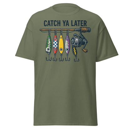 Catch Ya Later Fishing T-Shirt - Vintage Angler Tee - Military Green - T-Shirts Online