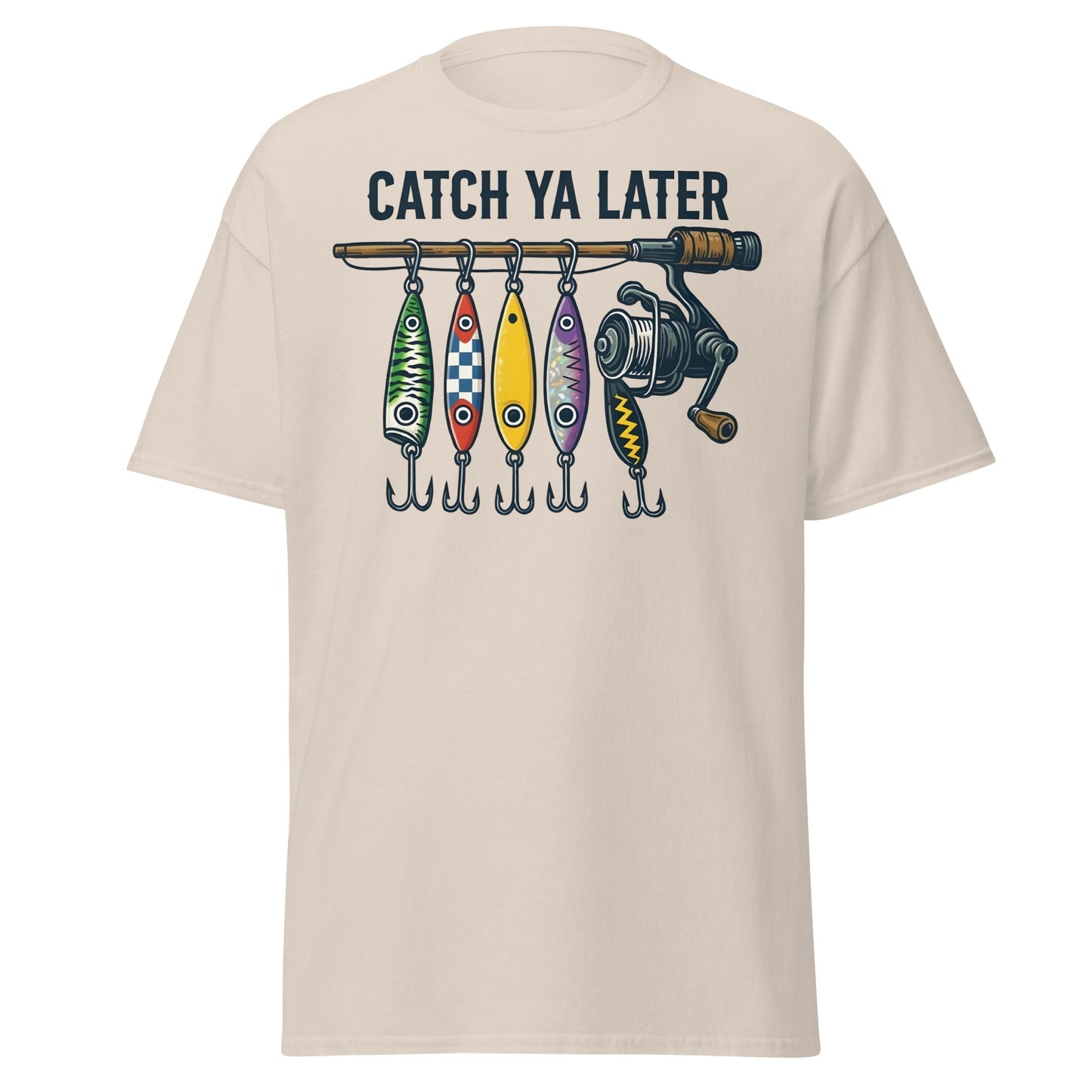 Catch Ya Later Fishing T-Shirt - Vintage Angler Tee - Natural - T-Shirts Online