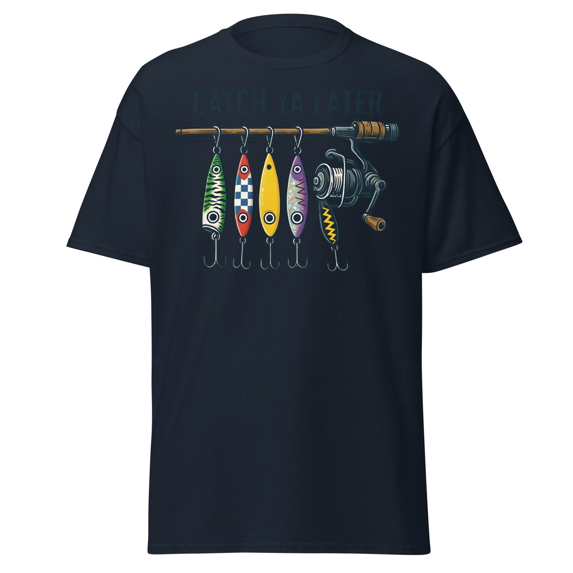 Catch Ya Later Fishing T-Shirt - Vintage Angler Tee - Navy - T-Shirts Online