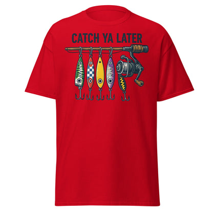Catch Ya Later Fishing T-Shirt - Vintage Angler Tee - Red - T-Shirts Online