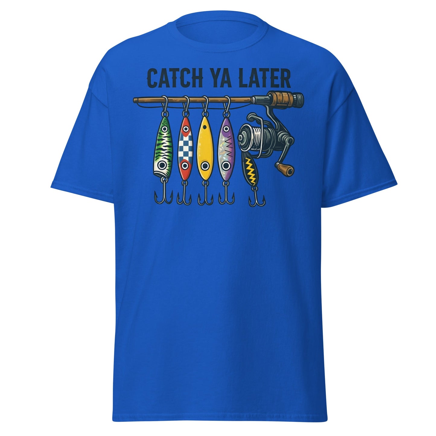 Catch Ya Later Fishing T-Shirt - Vintage Angler Tee - Royal - T-Shirts Online