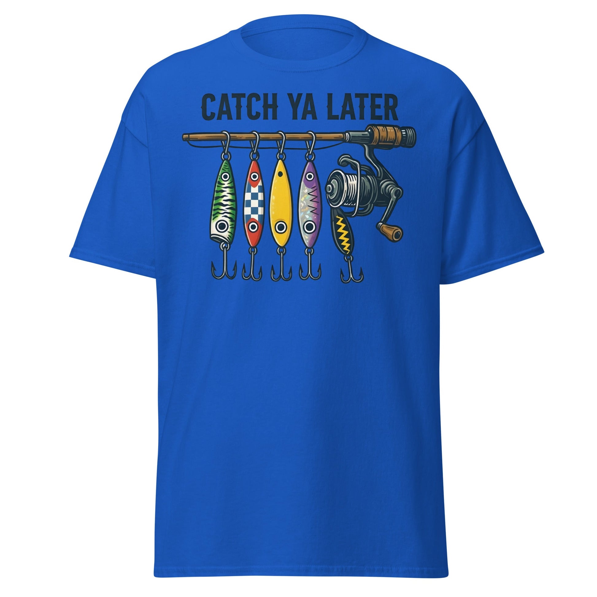 Catch Ya Later Fishing T-Shirt - Vintage Angler Tee - Royal - T-Shirts Online