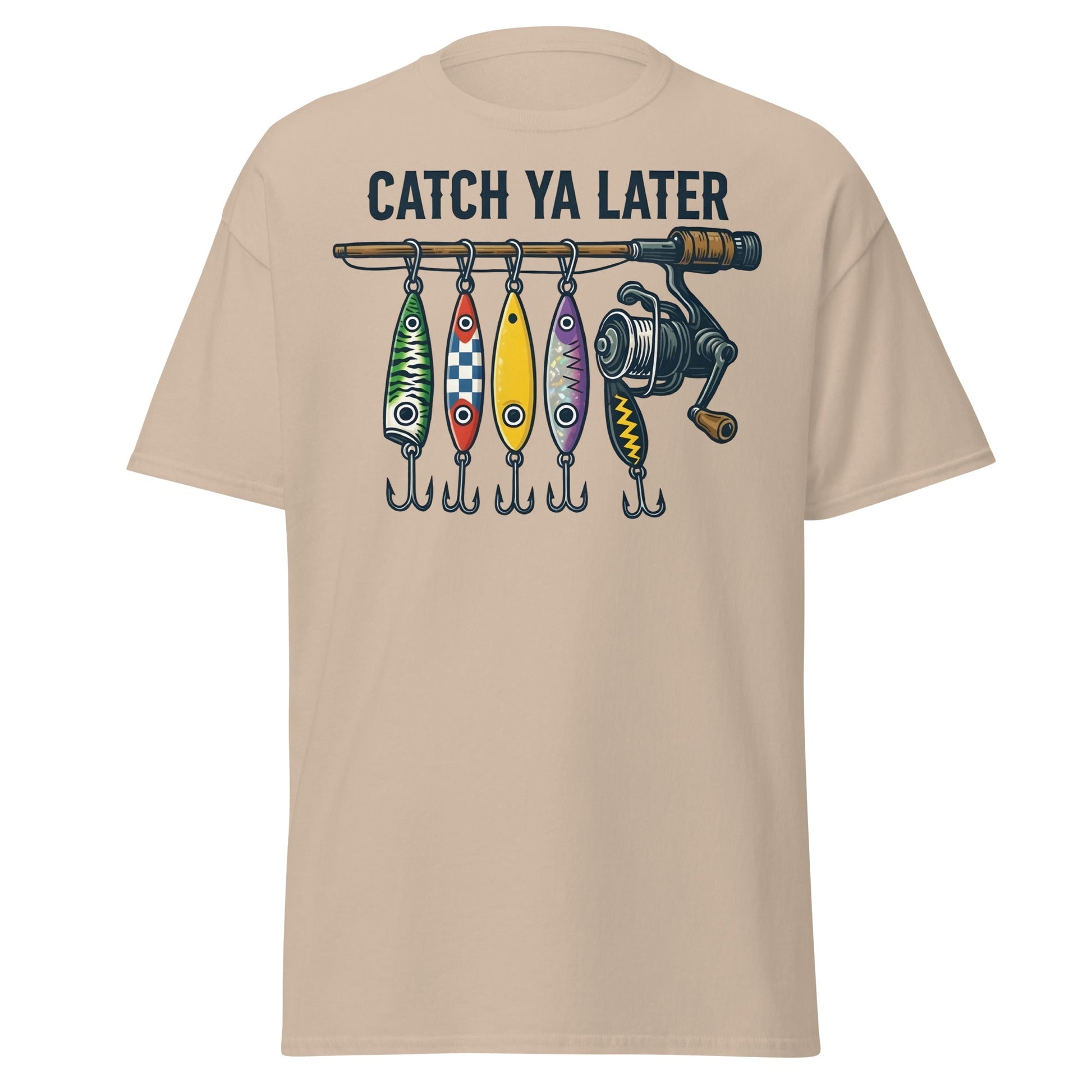Catch Ya Later Fishing T-Shirt - Vintage Angler Tee - Sand - T-Shirts Online