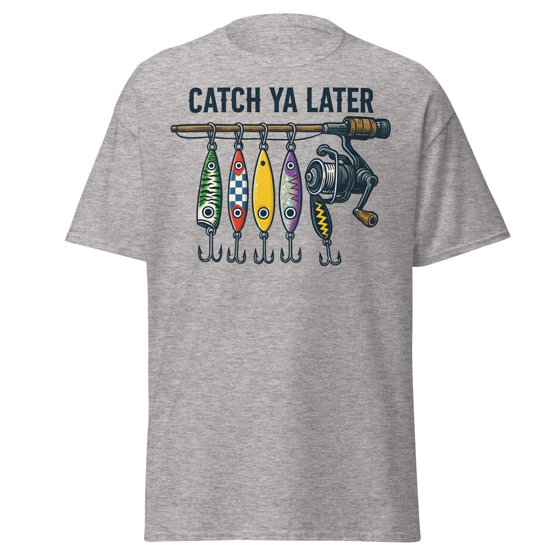 Catch Ya Later Fishing T-Shirt - Vintage Angler Tee - Sport Grey - T-Shirts Online