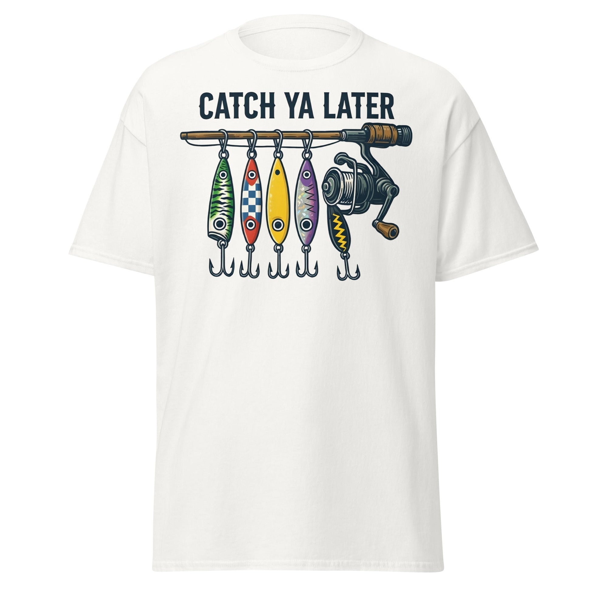 Catch Ya Later Fishing T-Shirt - Vintage Angler Tee - White - T-Shirts Online