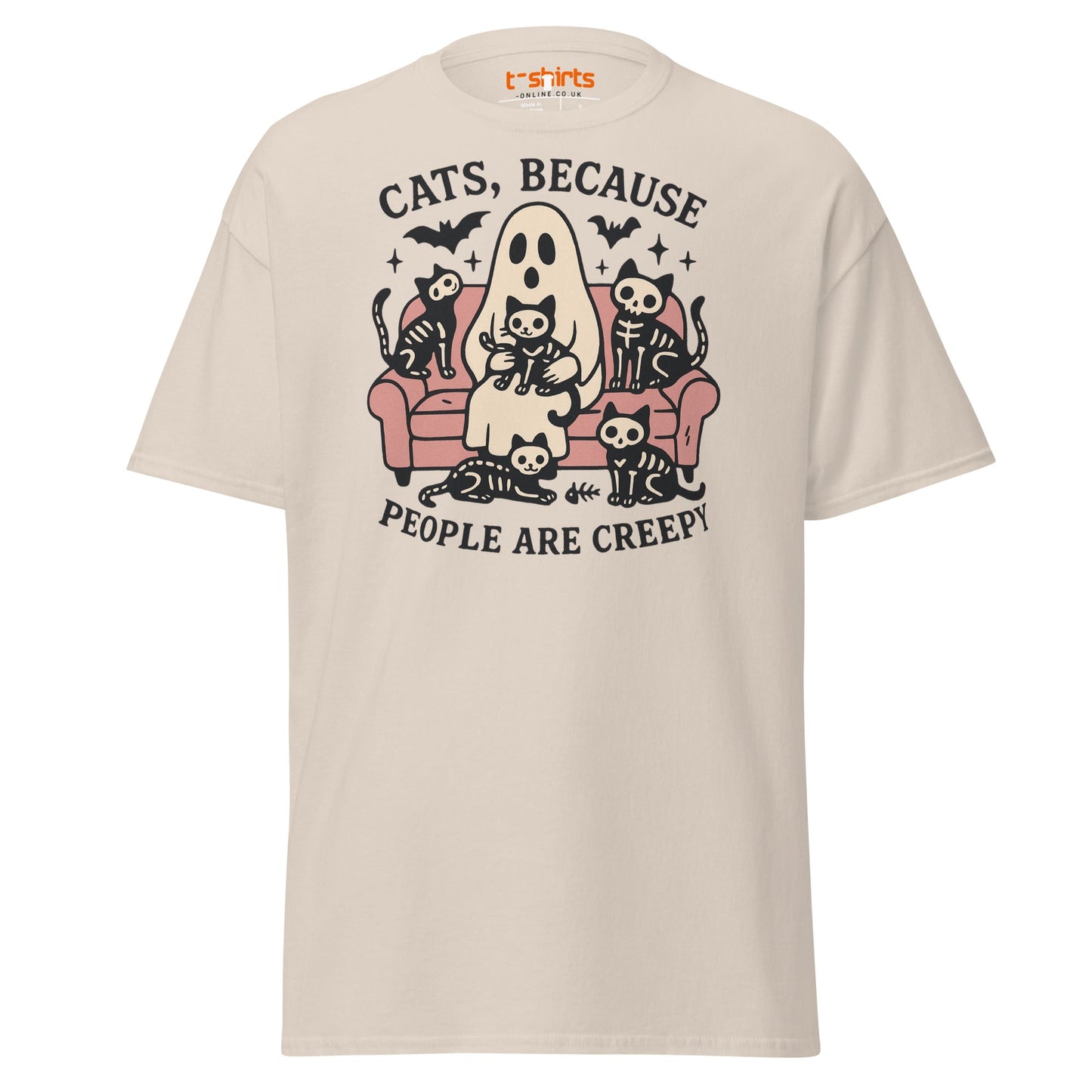 Cats Because People Are Creepy T-Shirt | Ghost & Cats Tee - Natural - T-Shirts Online
