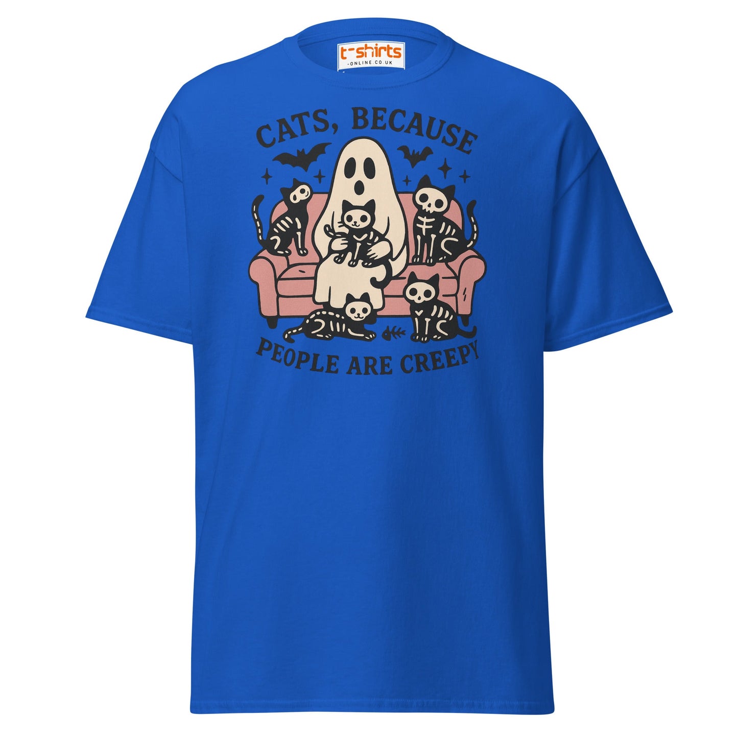 Cats Because People Are Creepy T-Shirt | Ghost & Cats Tee - Royal - T-Shirts Online