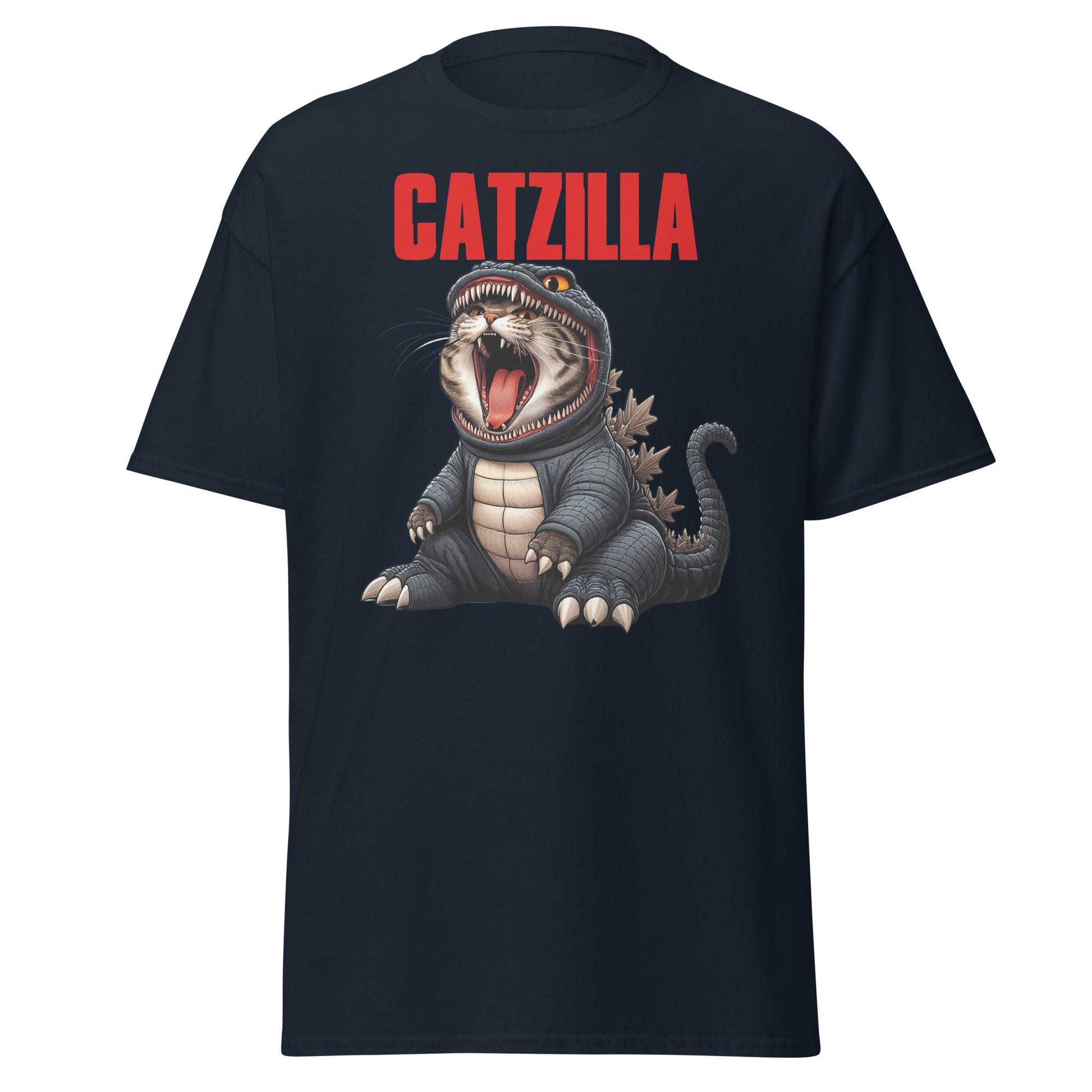 Catzilla | Cat T-Shirt - Navy - T-Shirts Online