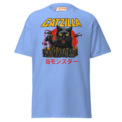 Catzilla T-Shirt – Funny Cat vs City Monster Tee - Carolina Blue - T-Shirts Online