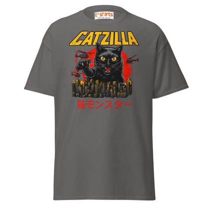 Catzilla T-Shirt – Funny Cat vs City Monster Tee - Charcoal - T-Shirts Online