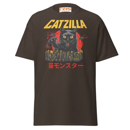 Catzilla T-Shirt – Funny Cat vs City Monster Tee - Dark Chocolate - T-Shirts Online