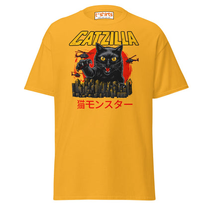 Catzilla T-Shirt – Funny Cat vs City Monster Tee - Gold - T-Shirts Online