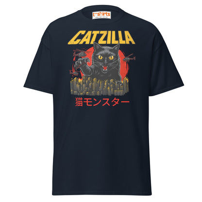 Catzilla T-Shirt – Funny Cat vs City Monster Tee - Navy - T-Shirts Online