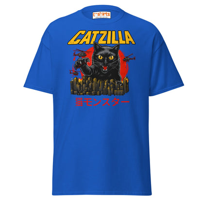 Catzilla T-Shirt – Funny Cat vs City Monster Tee - Royal - T-Shirts Online