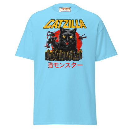 Catzilla T-Shirt – Funny Cat vs City Monster Tee - Sky - T-Shirts Online