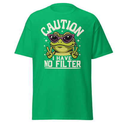 Caution Frog No Filter T-Shirt Funny Meme Tee - Irish Green - T-Shirts Online