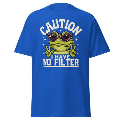 Caution Frog No Filter T-Shirt Funny Meme Tee - Royal - T-Shirts Online