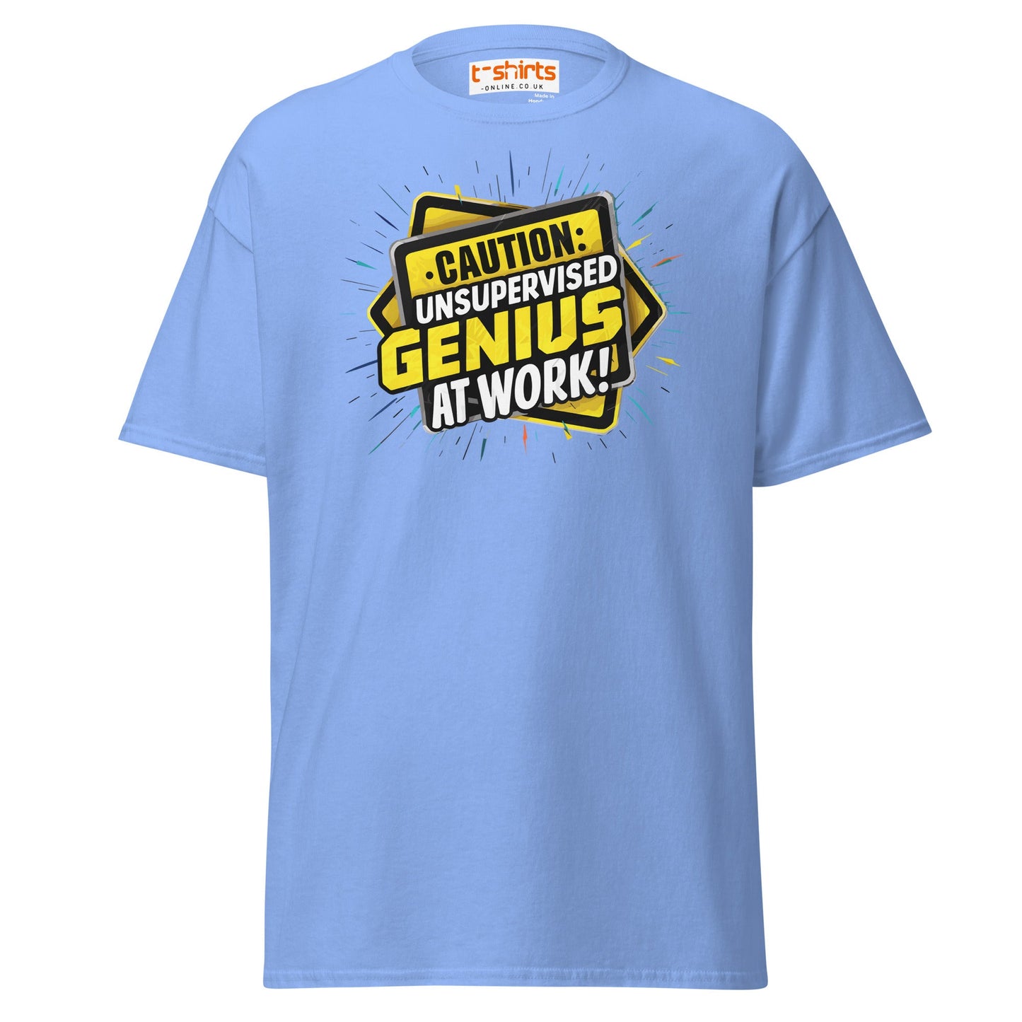 Caution Unsupervised Genius T-Shirt - Carolina Blue - T-Shirts Online