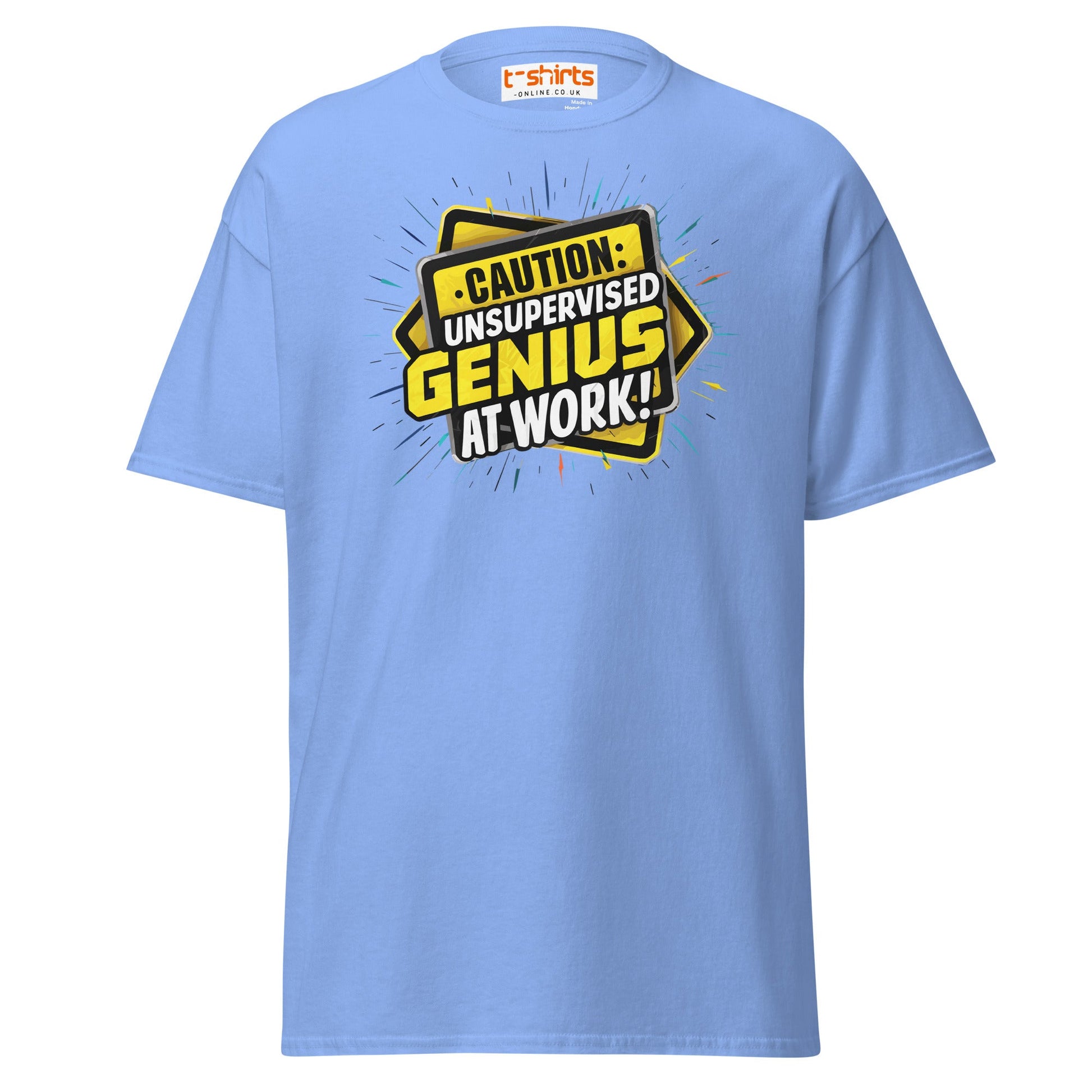 Caution Unsupervised Genius T-Shirt - Carolina Blue - T-Shirts Online
