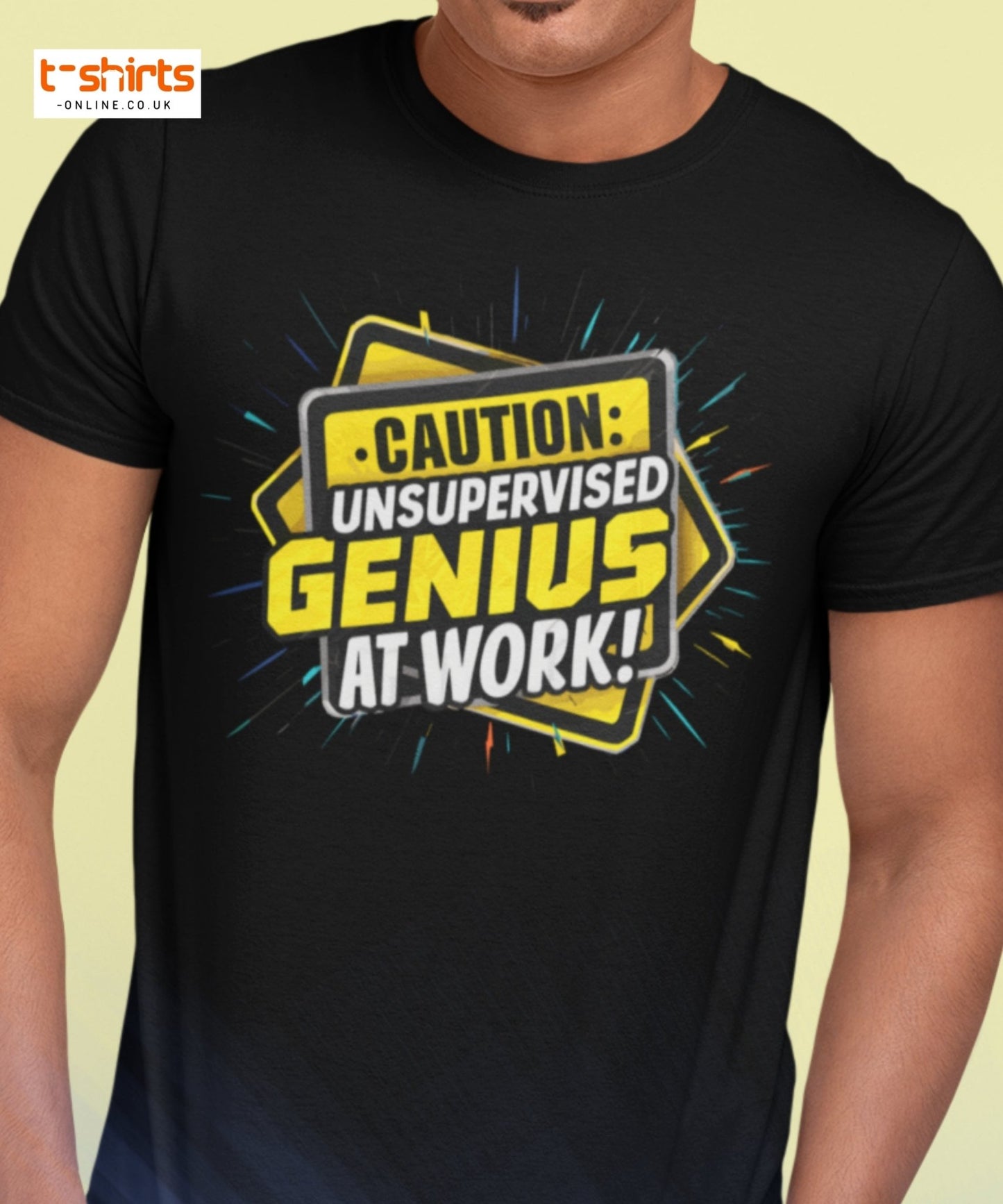 Caution Unsupervised Genius T-Shirt | Funny Work Tee - Maroon - T-Shirts Online